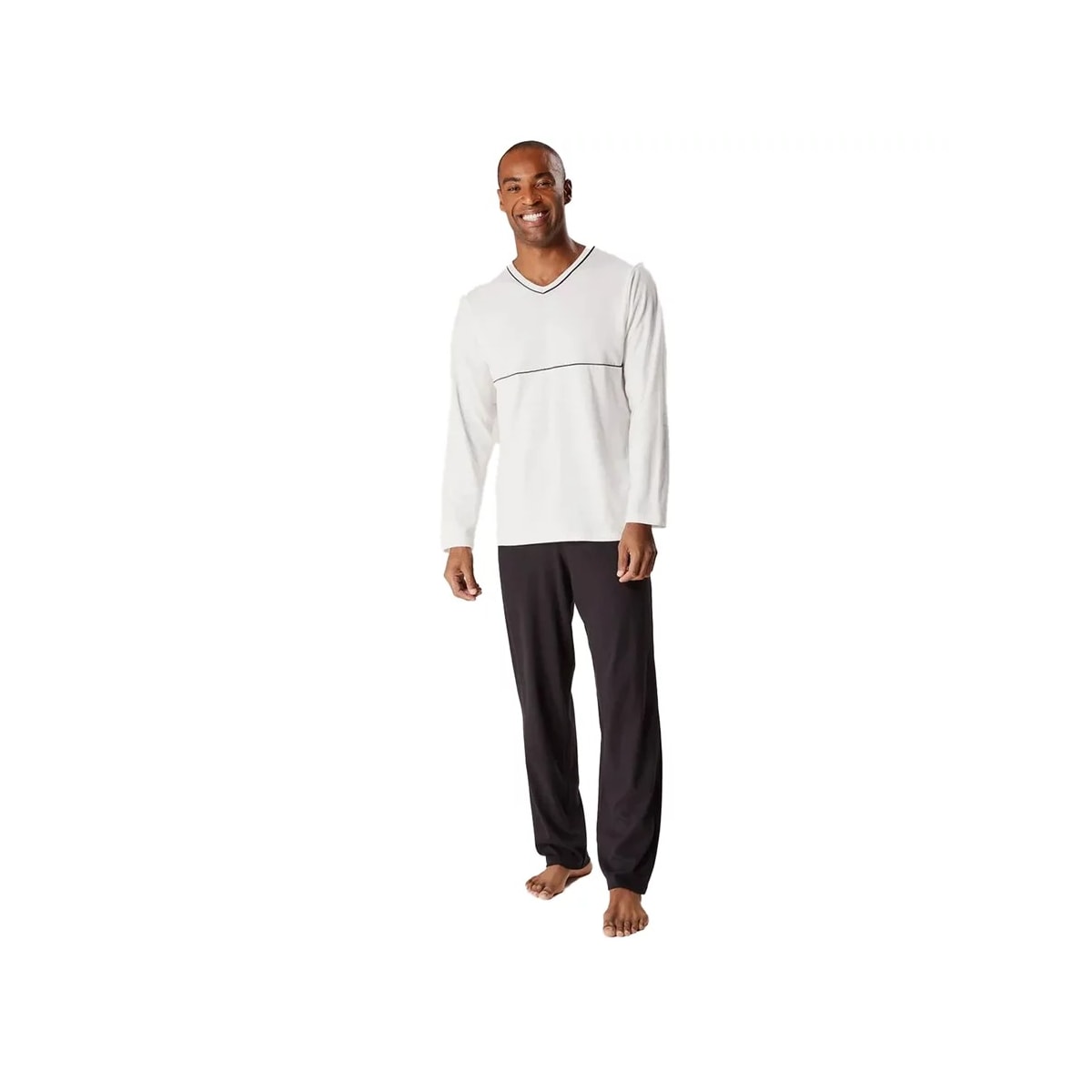 Pijama Hering Masculino Manga Longa 7604 Off White/Preto Pijama Hering Masculino Manga Longa 7604 Off White/Preto