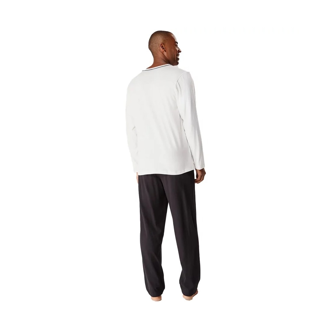 Pijama Hering Masculino Manga Longa 7604 Off White/Preto