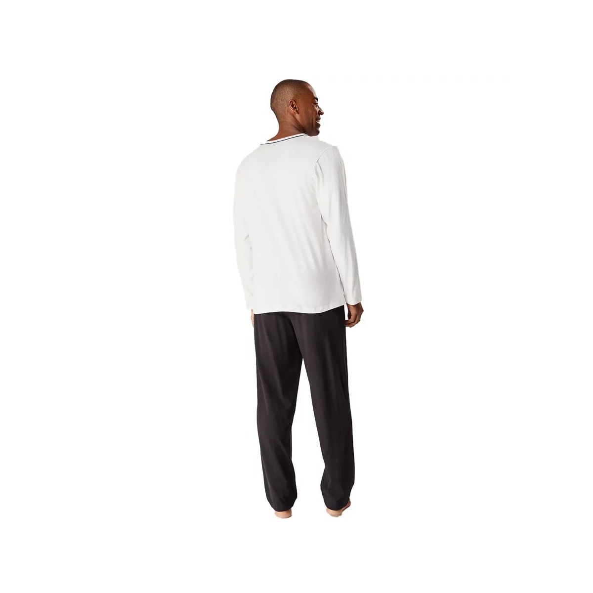 Pijama Hering Masculino Manga Longa 7604 Off White/Preto