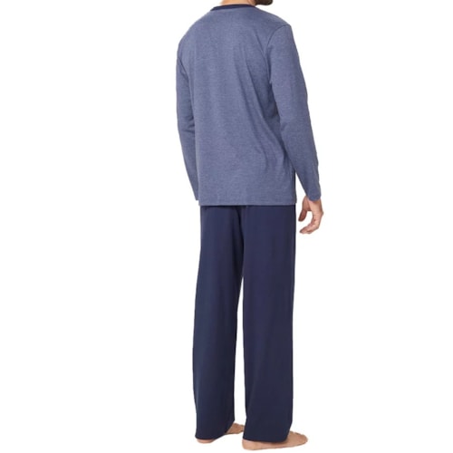 Detalhe - Pijama Hering Masculino Manga Longa 7bwq Azul Mescla