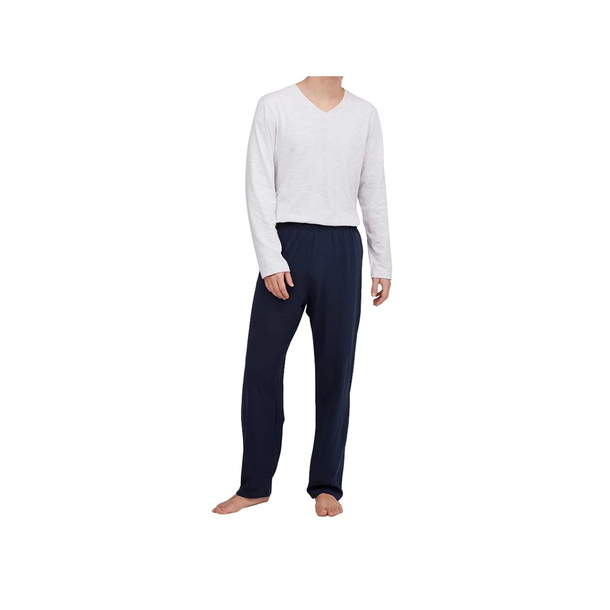 Pijama Hering Masculino Manga Longa 7Bxh Mescla Branco/Marinh Pijama Hering Masculino Manga Longa 7Bxh Mescla Branco/Marinh