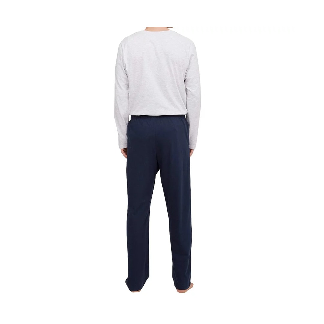 Pijama Hering Masculino Manga Longa 7Bxh Mescla Branco/Marinh