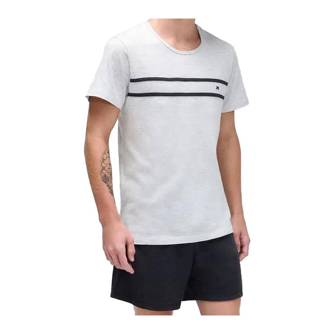 Pijama Hering Masculino Meia Manga 7Bdq Mescla Claro/Grafite Pijama Hering Masculino Meia Manga 7Bdq Mescla Claro/Grafite