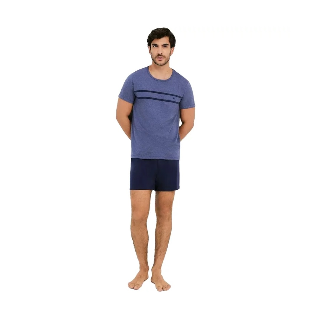 Pijama Hering Masculino Meia Manga 7Bdq Mescla Marinho MK7EN Pijama Hering Masculino Meia Manga 7Bdq Mescla Marinho MK7EN