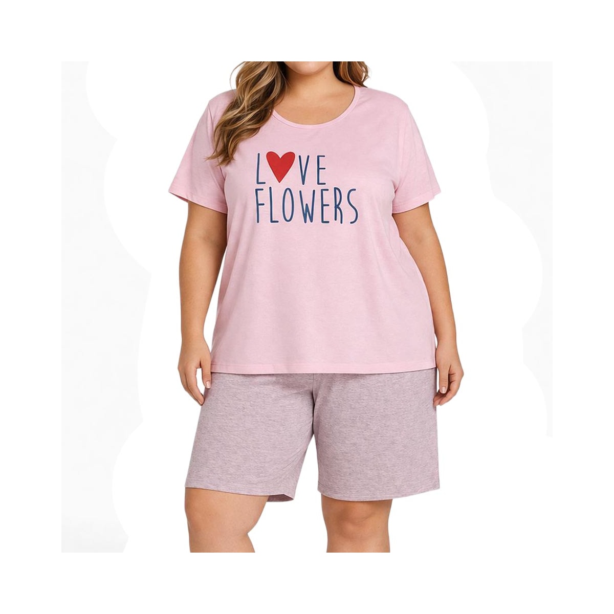 Pijama Luckymar Feminino Meia Manga 038 Rosa/Mescla Rosa Pijama Luckymar Feminino Meia Manga 038 Rosa/Mescla Rosa