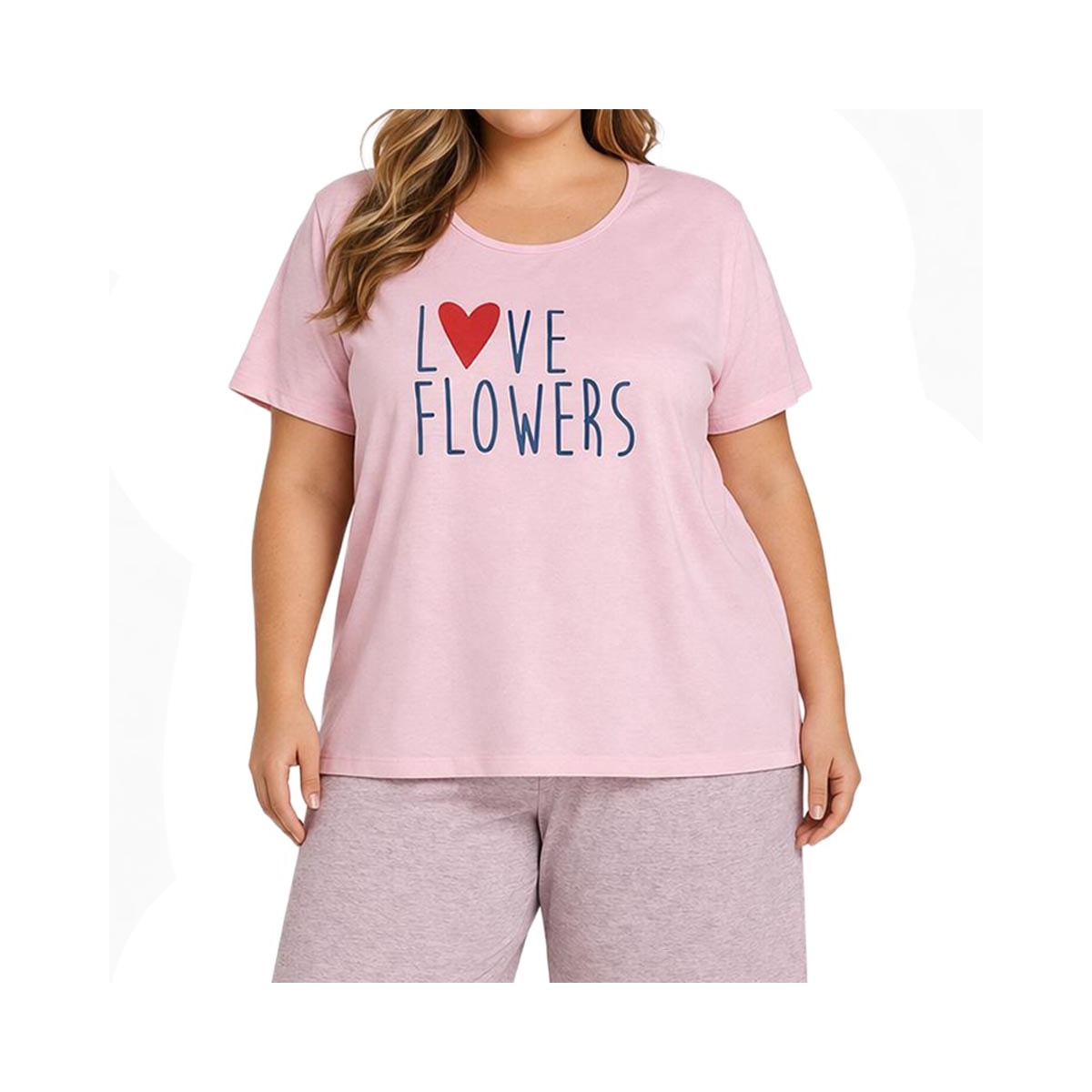 Pijama Luckymar Feminino Meia Manga 038 Rosa/Mescla Rosa Pijama Luckymar Feminino Meia Manga 038 Rosa/Mescla Rosa