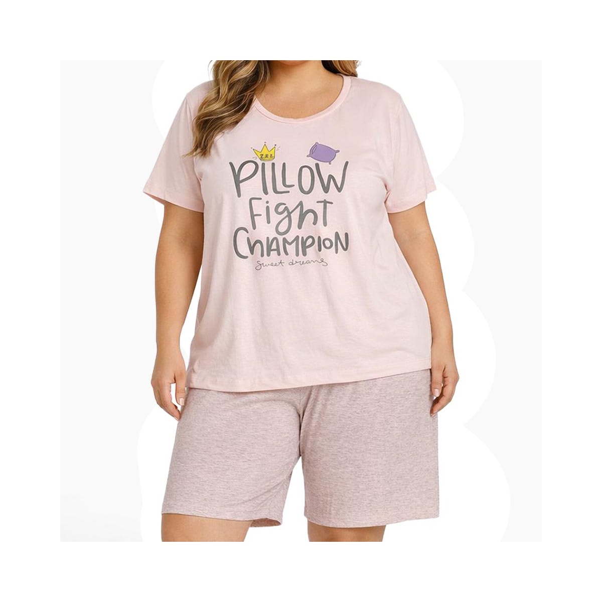 Pijama Luckymar Feminino Meia Manga 038 Salmao