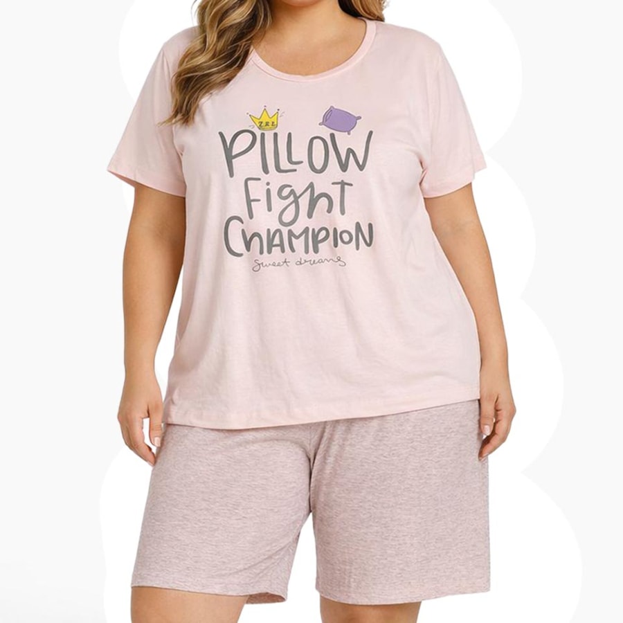 Pijama Luckymar Feminino Meia Manga 038 Salmao