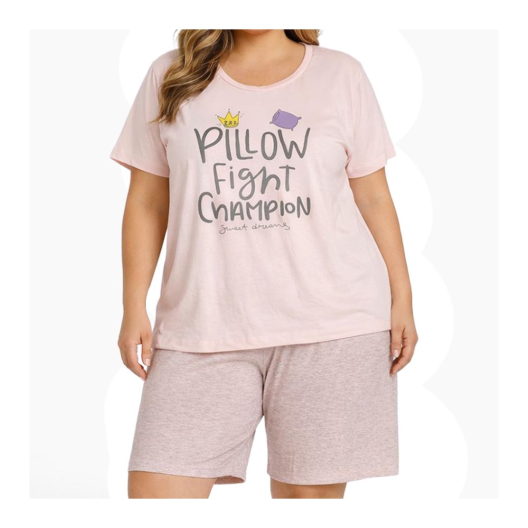 Pijama Luckymar Feminino Meia Manga 038 Salmao Pijama Luckymar Feminino Meia Manga 038 Salmao