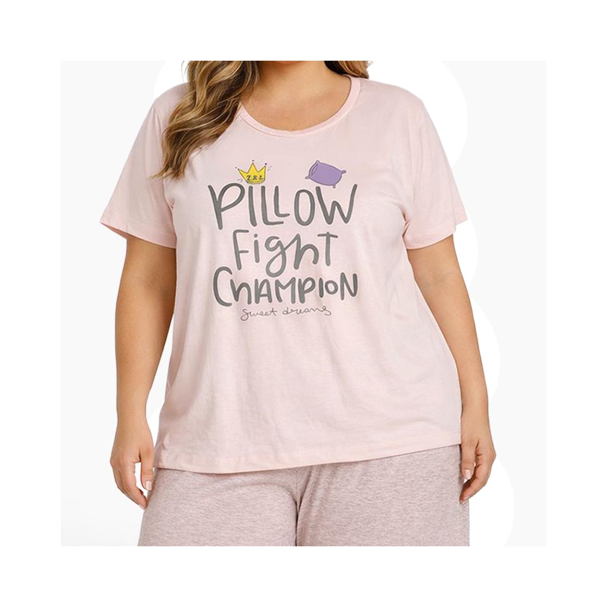 Pijama Luckymar Feminino Meia Manga 038 Salmao