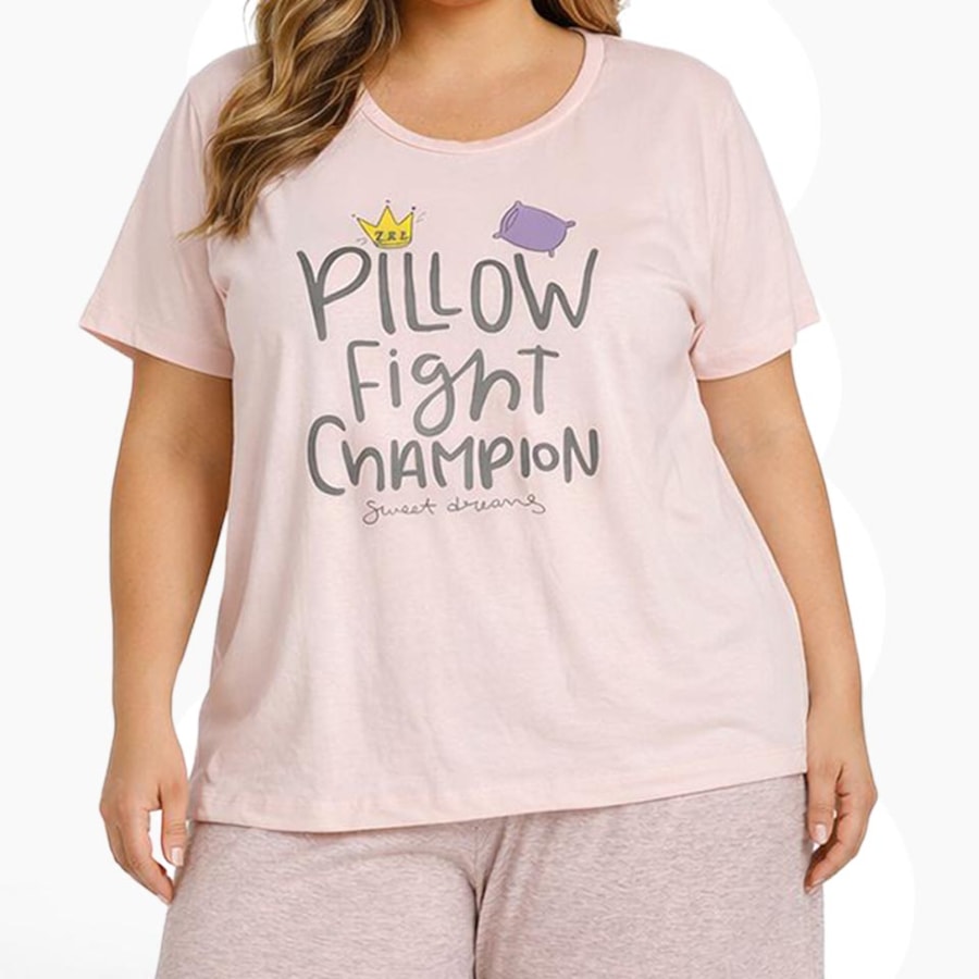 Pijama Luckymar Feminino Meia Manga 038 Salmao