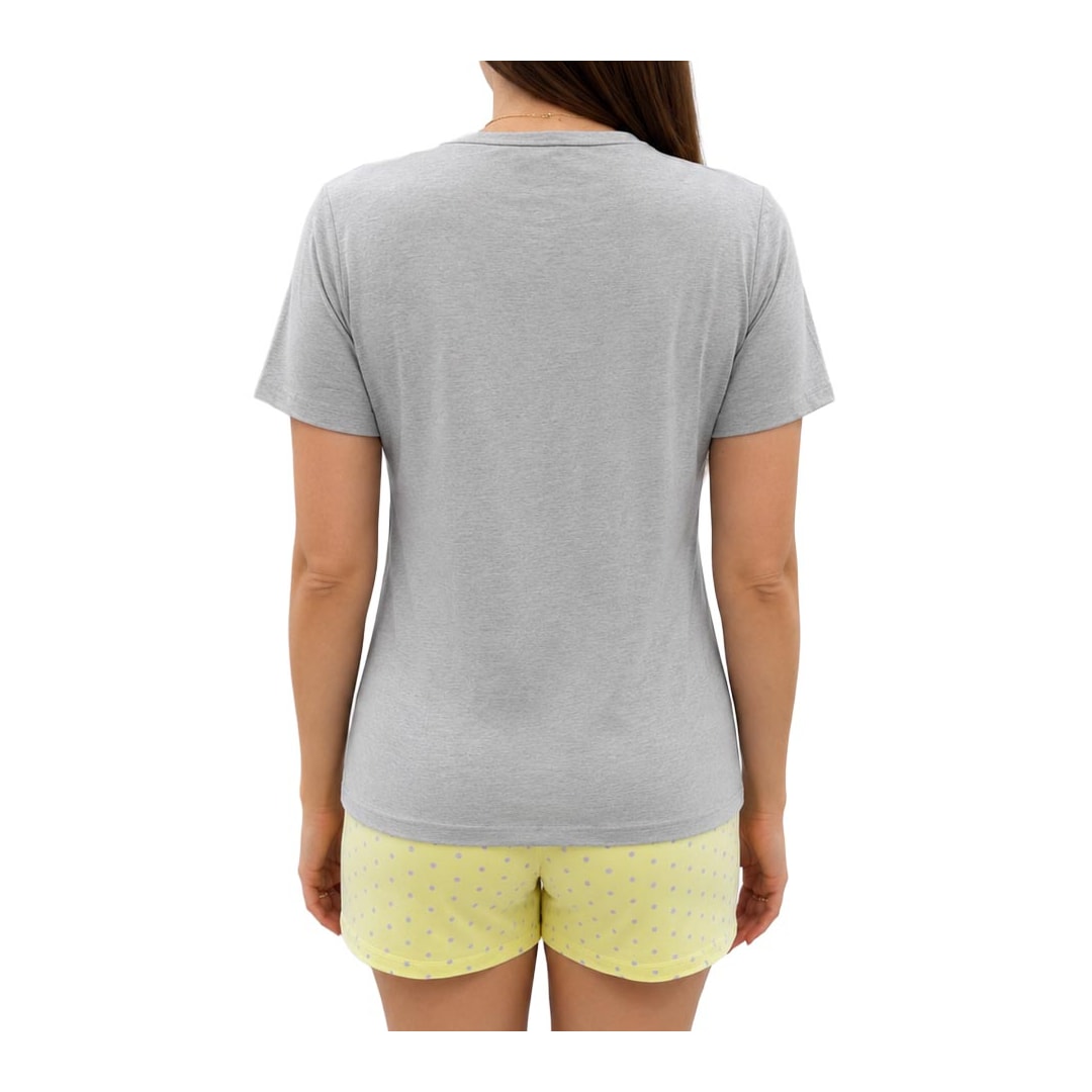 Pijama Malhafil Feminino Verão 100.1551 Cinza Mescla/Amarelo