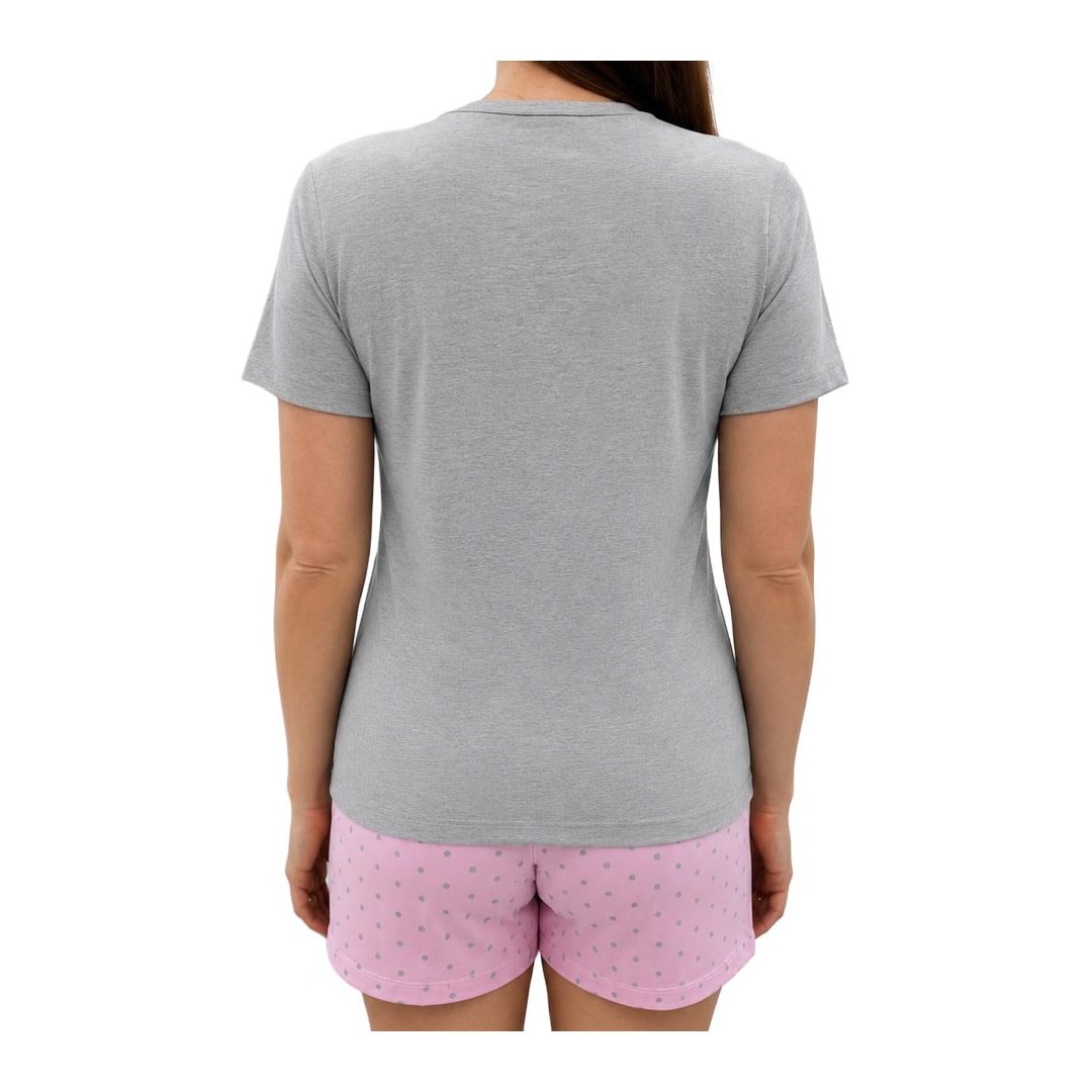 Pijama Malhafil Feminino Verão 100.1552 Cinza Mescla/Rosa