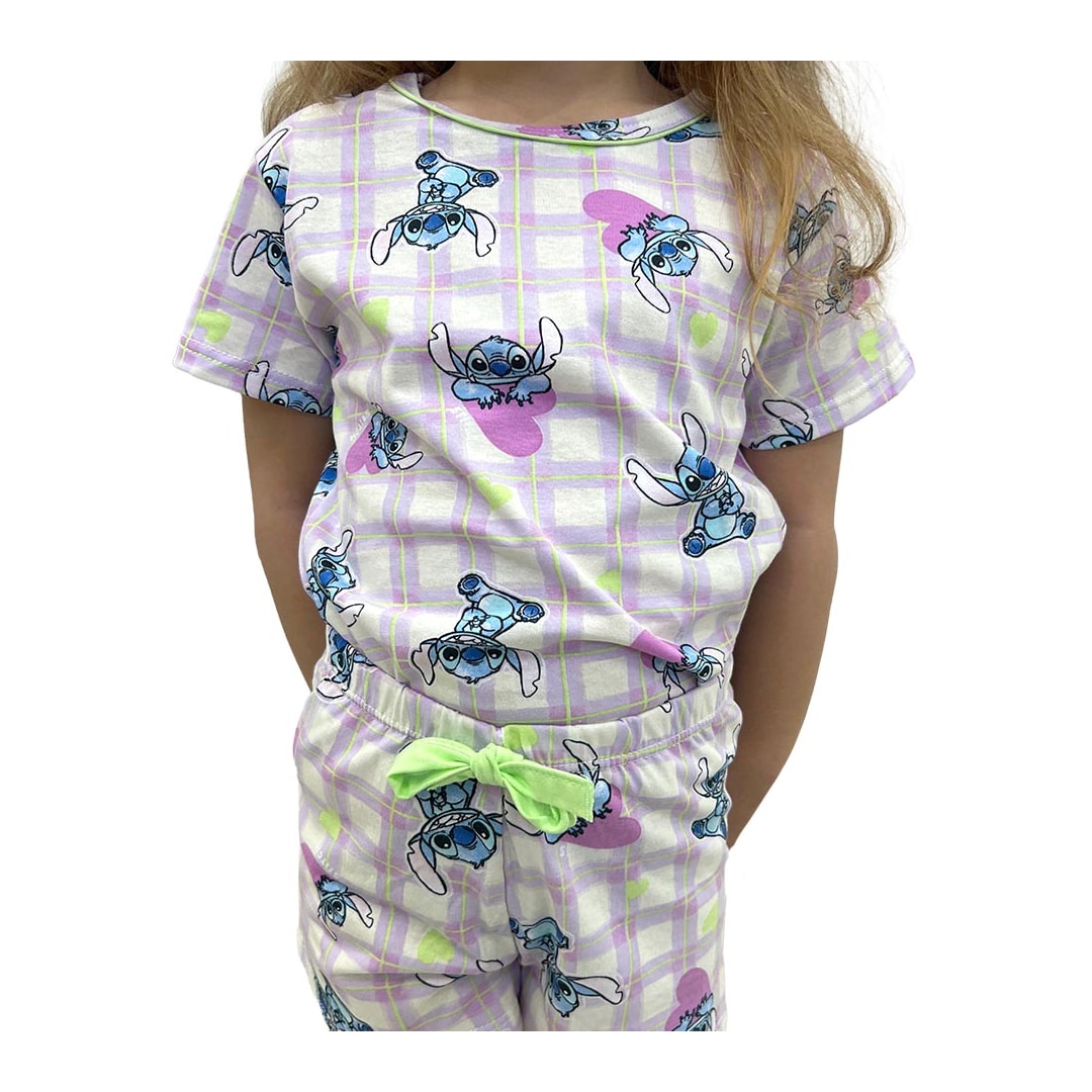 Pijama Malwee Disney Menina Verão 130034 Lilas Stitch Pijama Malwee Disney Menina Verão 130034 Lilas Stitch