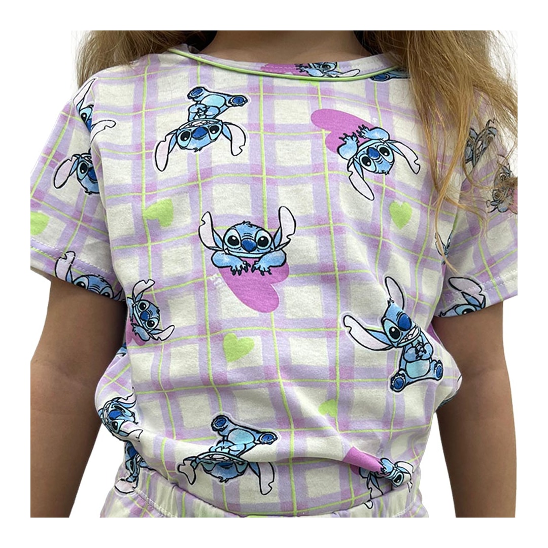 Pijama Malwee Disney Menina Verão 130034 Lilas Stitch Pijama Malwee Disney Menina Verão 130034 Lilas Stitch