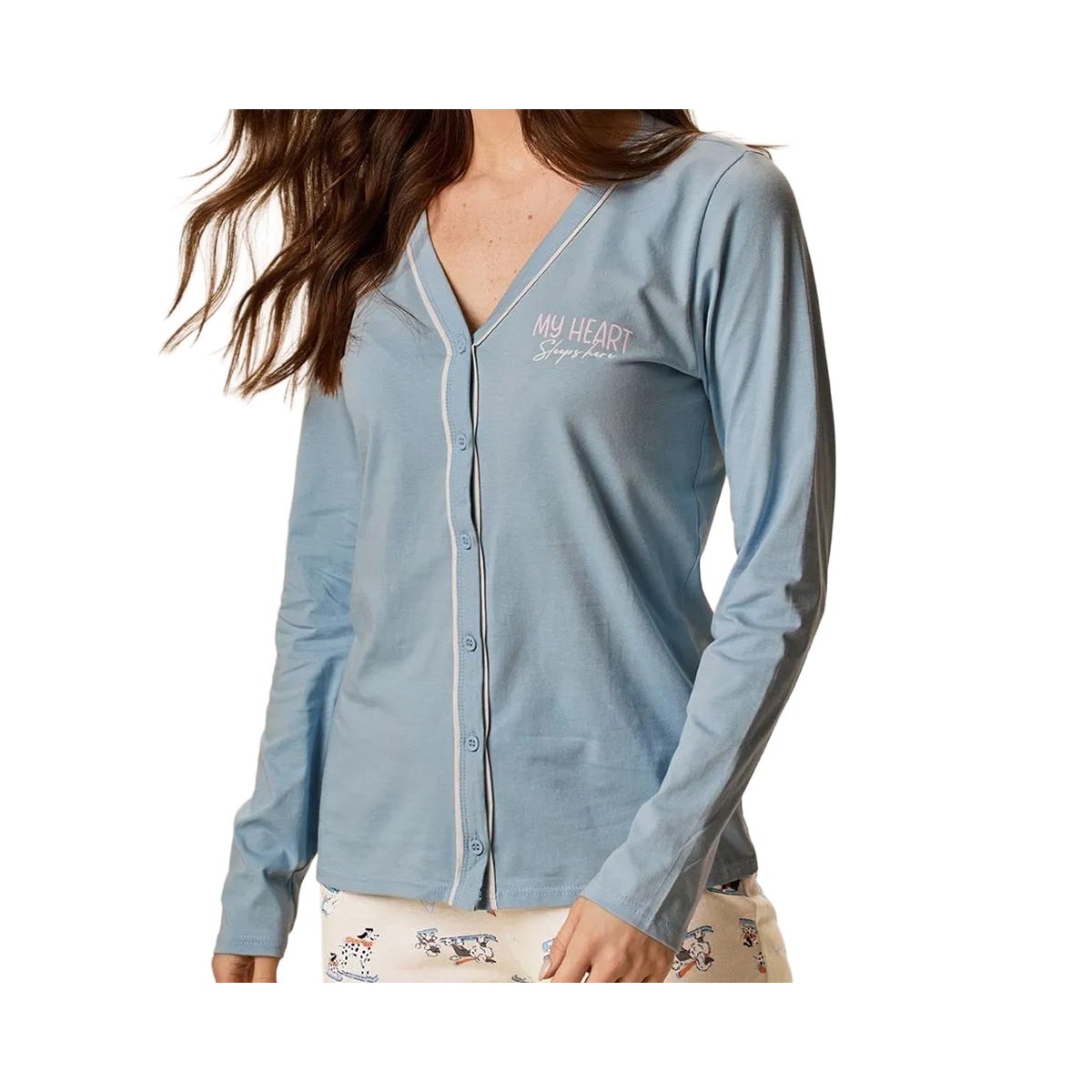 Pijama Malwee Feminino Aberto Inverno 134470 Dog/Azul Pijama Malwee Feminino Aberto Inverno 134470 Dog/Azul