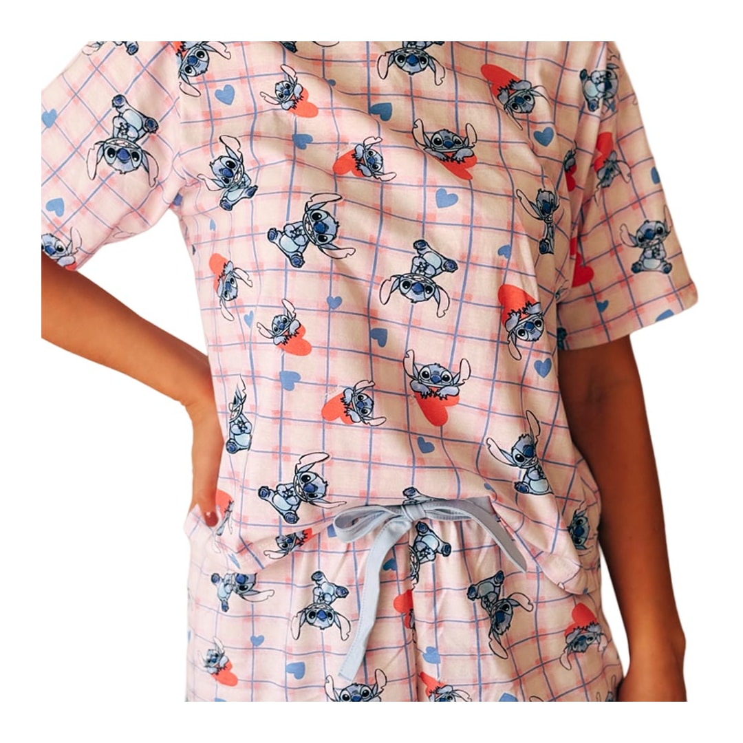 Pijama Malwee Feminino Verão 1000133016 Azul Stitch Pijama Malwee Feminino Verão 1000133016 Azul Stitch