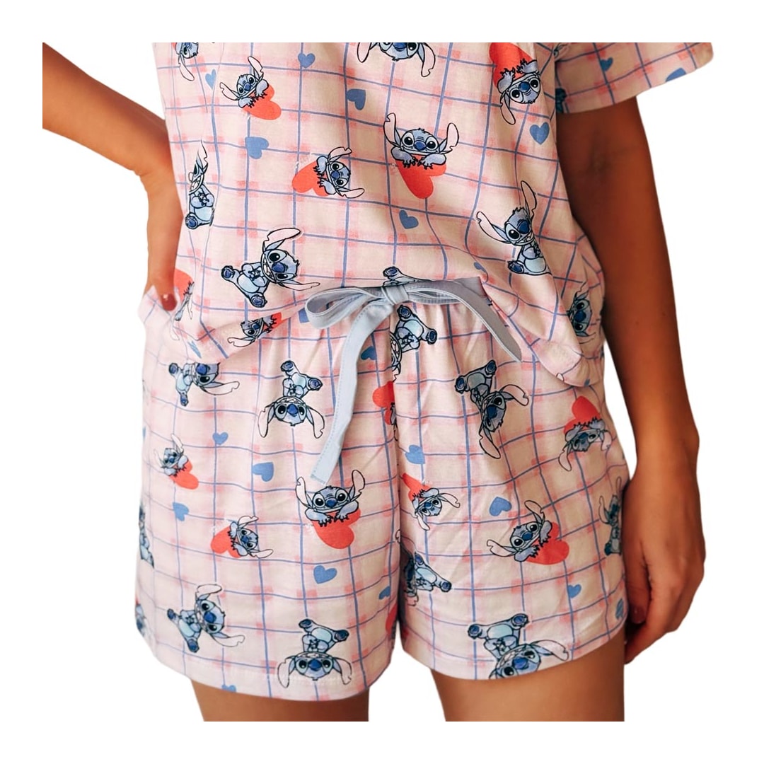 Pijama Malwee Feminino Verão 1000133016 Azul Stitch Pijama Malwee Feminino Verão 1000133016 Azul Stitch