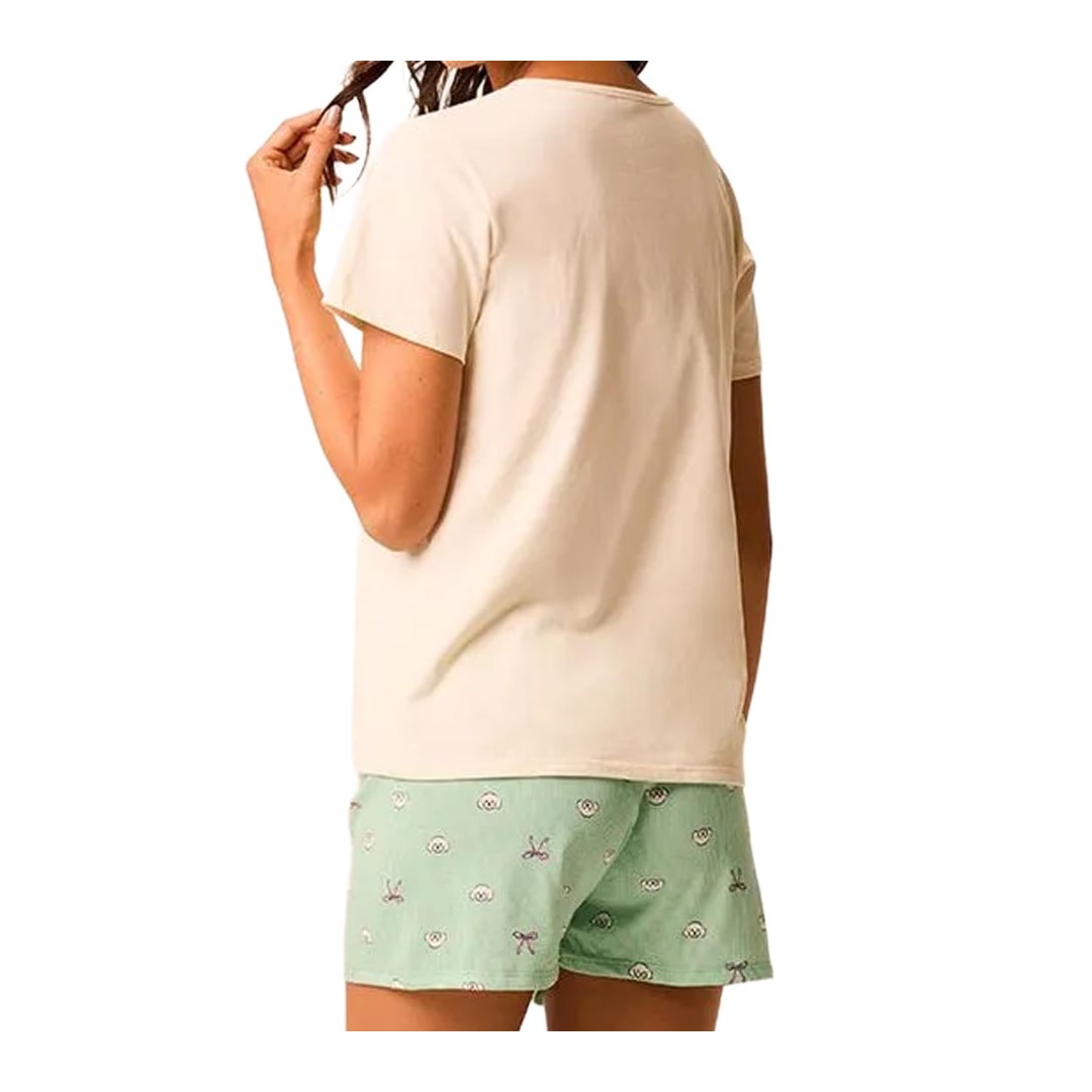 Pijama Malwee Feminino Verão 138921 Creme/Verde Claro Pijama Malwee Feminino Verão 138921 Creme/Verde Claro