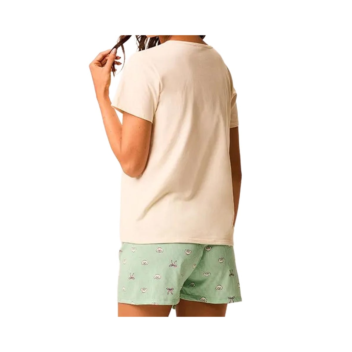 Pijama Malwee Feminino Verão 138921 Creme/Verde Claro Pijama Malwee Feminino Verão 138921 Creme/Verde Claro