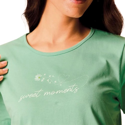 Detalhe - Pijama Malwee Feminino Verão 138921 Verde Claro