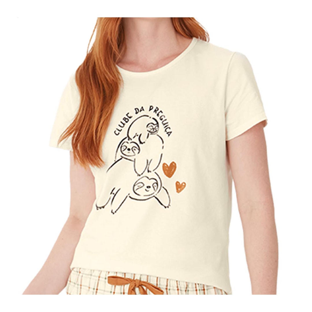 Pijama Malwee Feminino Verão Meia Manga 130678 Creme Pijama Malwee Feminino Verão Meia Manga 130678 Creme
