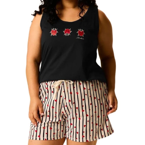 Pijama Malwee Feminino Verão Plus Size 130759 Preto