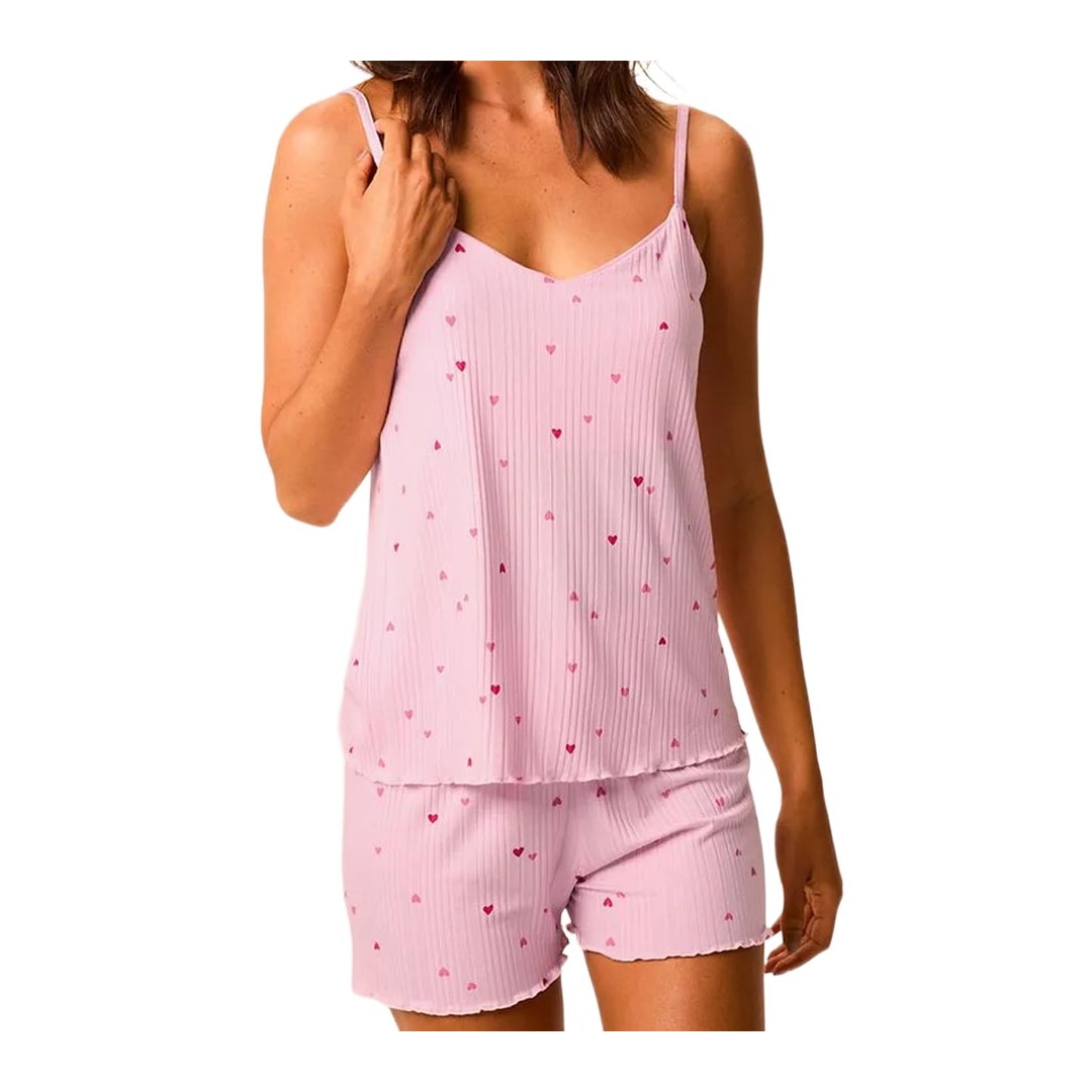 Pijama Malwee Feminino Verão Sem Manga 138983 Rosa