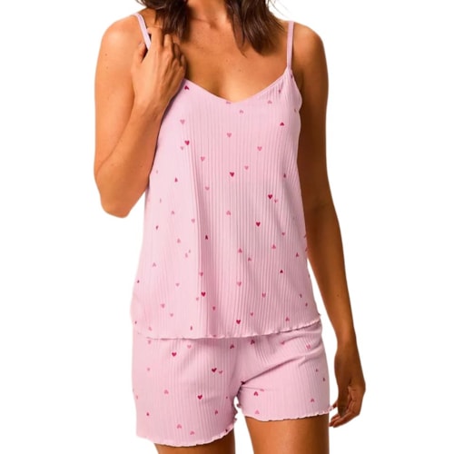 Pijama Malwee Feminino Verão Sem Manga 138983 Rosa