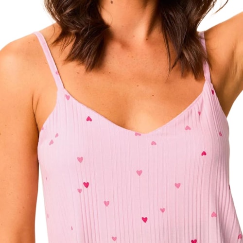 Detalhe - Pijama Malwee Feminino Verão Sem Manga 138983 Rosa