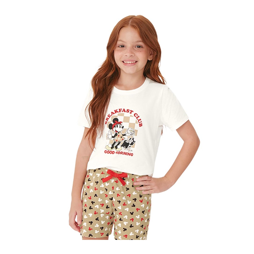 Pijama Malwee Kids Menina Meia Manga 130882 Off White
