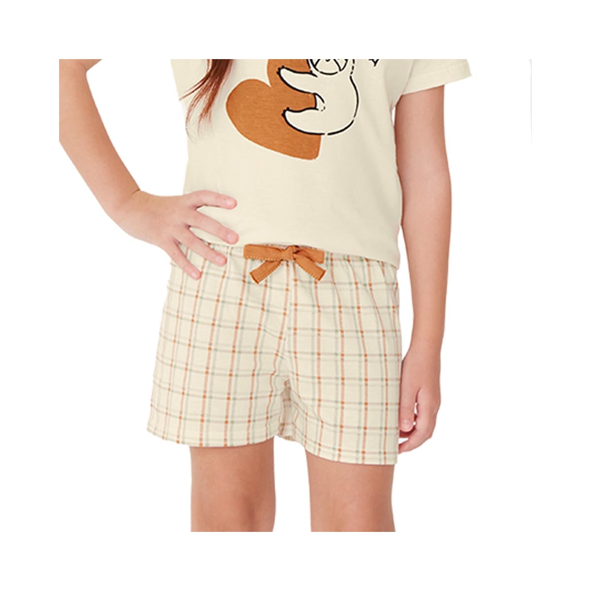 Pijama Malwee Kids Menina Meia Manga 30747 Creme