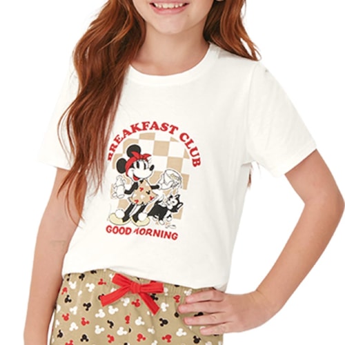 Detalhe - Pijama Malwee Kids Menina Meia Manga 30882 Off White