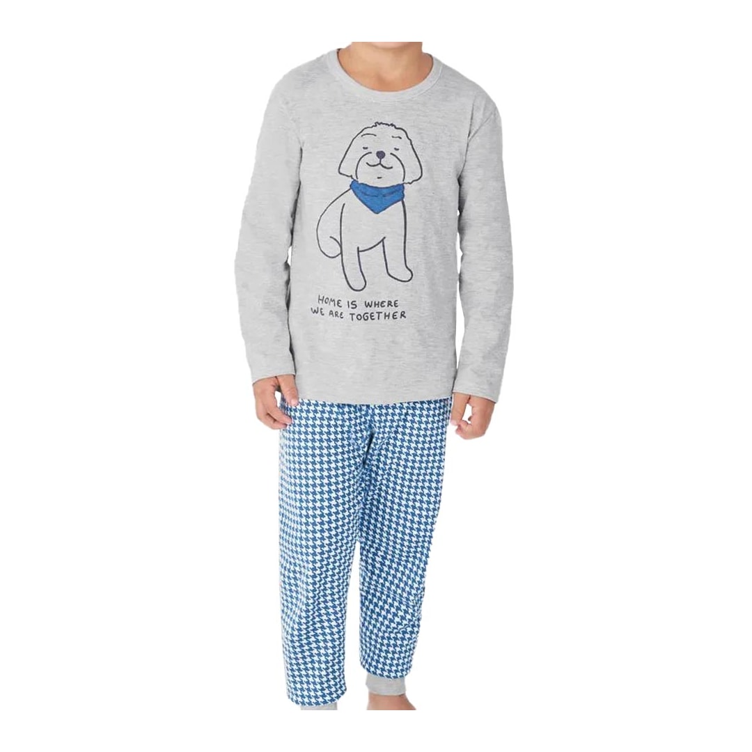 Pijama Malwee Kids Menino Manga Longa 1000126780 Mescla Cinza