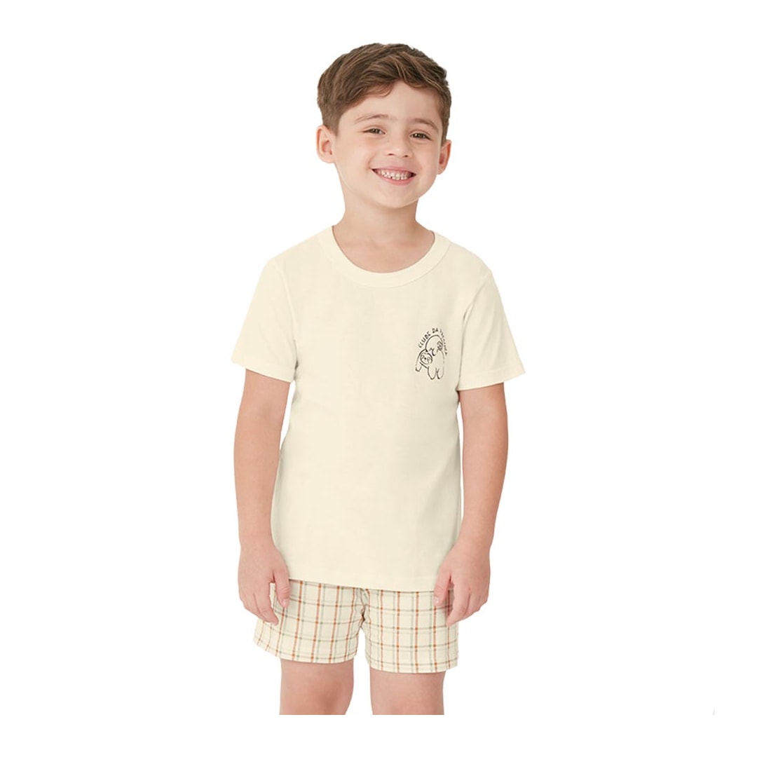 Pijama Malwee Kids Menino Meia Manga 130753 Bege Claro