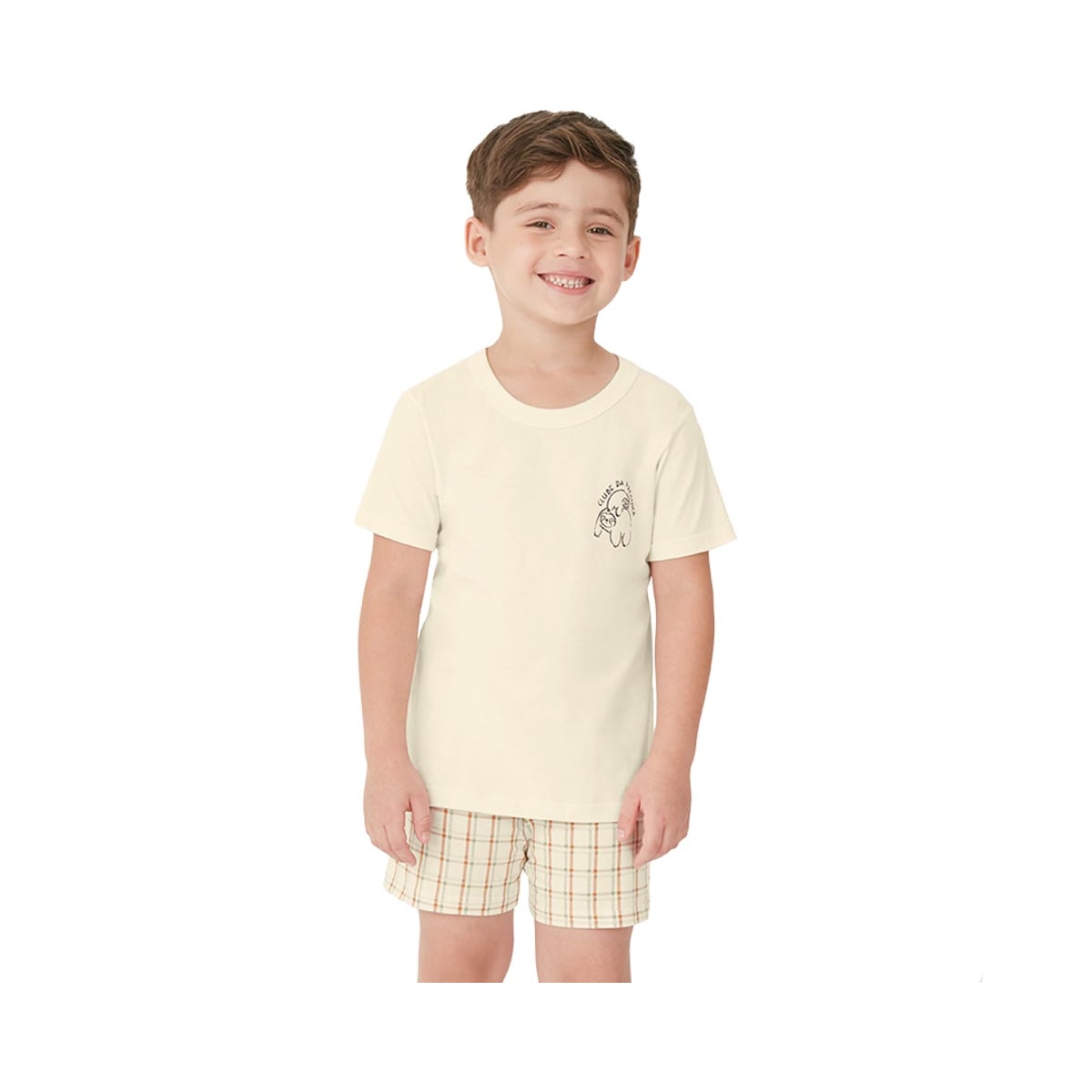 Pijama Malwee Kids Menino Meia Manga 130753 Bege Claro Pijama Malwee Kids Menino Meia Manga 130753 Bege Claro