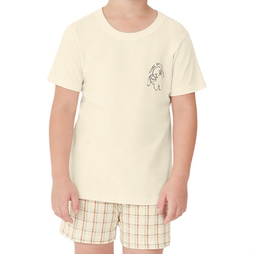 Detalhe - Pijama Malwee Kids Menino Meia Manga 753 Bege Claro