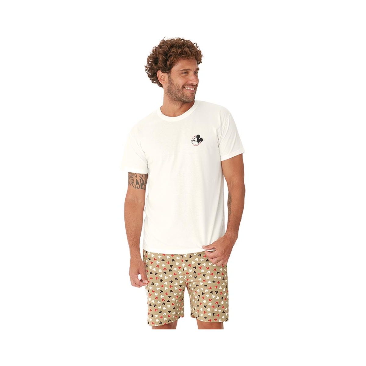 Pijama Malwee Masculino De Verão Meia Manga 130886 Bege Pijama Malwee Masculino De Verão Meia Manga 130886 Bege