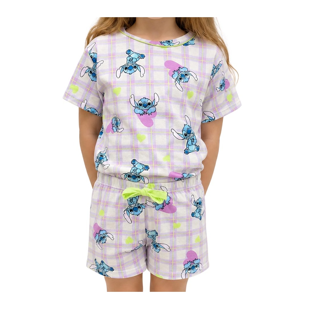 Pijama Malwee Menina Meia Manga 1000130034 Lilas Stitch