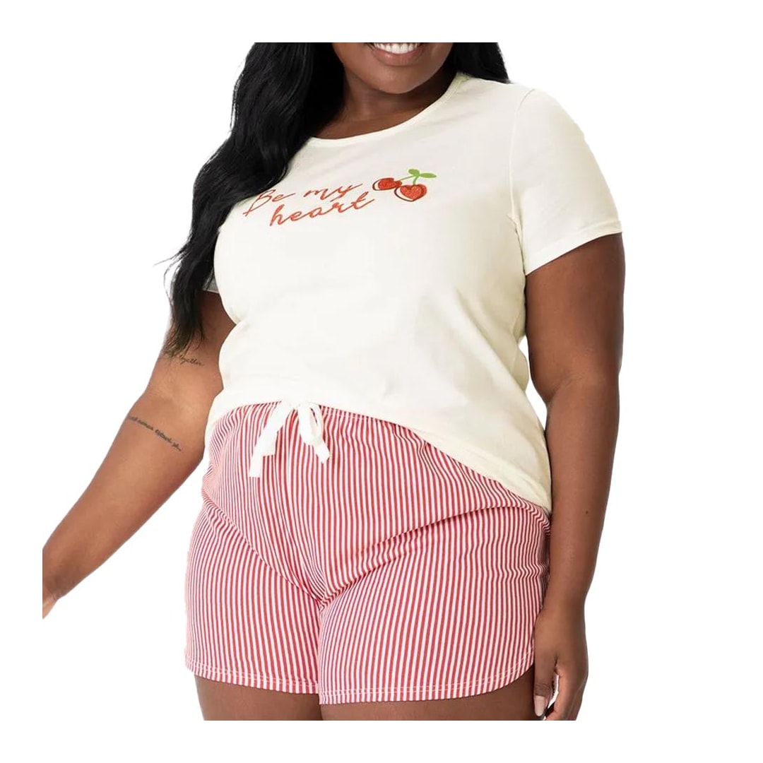 Pijama Malwee Verão Meia Manga 128764 Branco Off Pijama Malwee Verão Meia Manga 128764 Branco Off