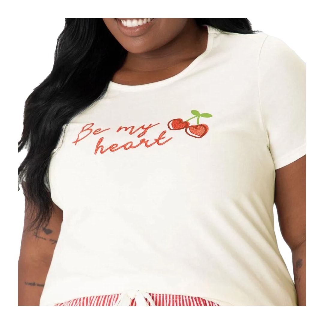 Pijama Malwee Verão Meia Manga 128764 Branco Off Pijama Malwee Verão Meia Manga 128764 Branco Off