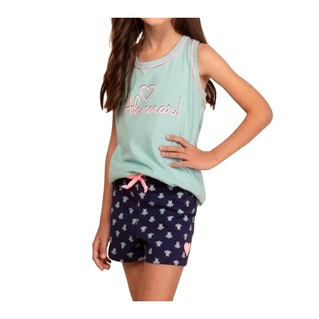 Pijama Mensageiro dos Sonhos Infantil Feminino Sm 0131297 Verde/Azul Pijama Mensageiro dos Sonhos Infantil Feminino Sm 0131297 Verde/Azul