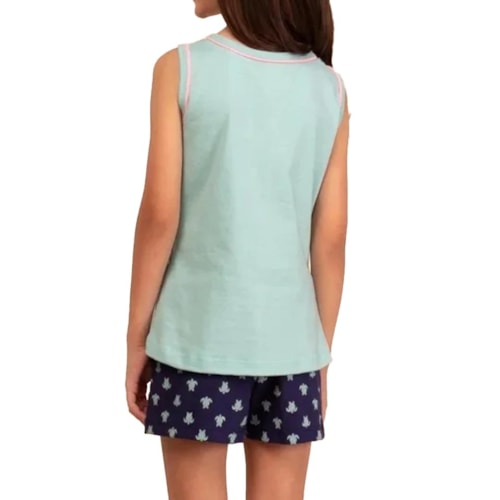 Detalhe - Pijama Mensageiro dos Sonhos Infantil Feminino Sm 0131297 Verde/Azul