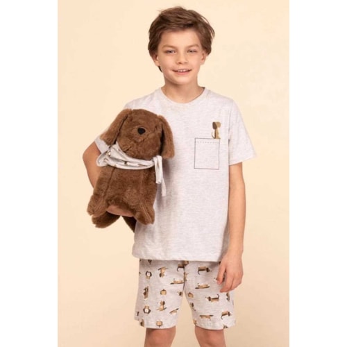 Pijama Mensageiro dos Sonhos Infantil Masculino 0131305 Mescla Alvejado