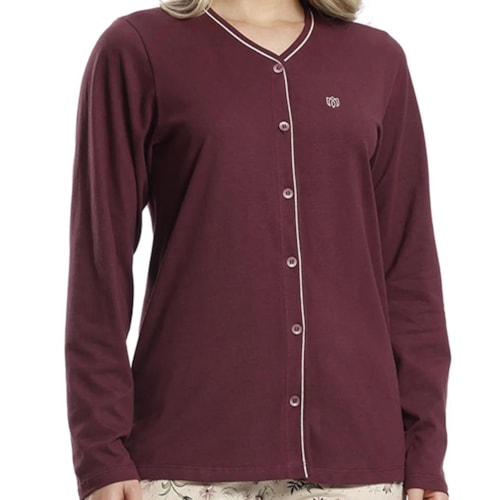 Detalhe - Pijama Paulienne Feminino Aberto Inverno 214.76 Rosalia