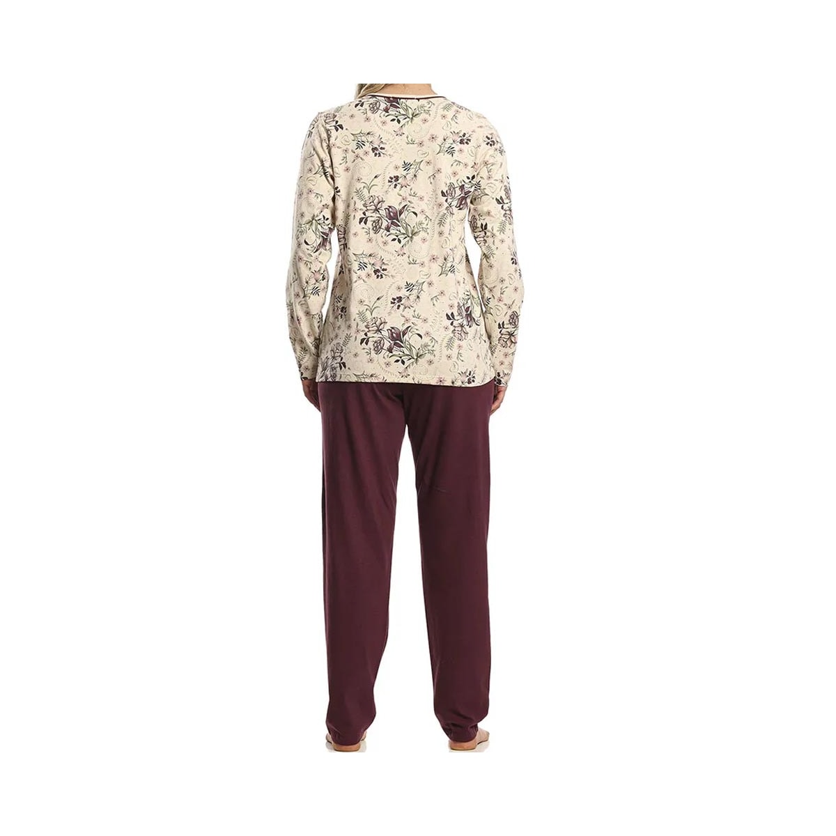 Pijama Paulienne Feminino Fechado Inverno 533.76 Bege Floral Pijama Paulienne Feminino Fechado Inverno 533.76 Bege Floral