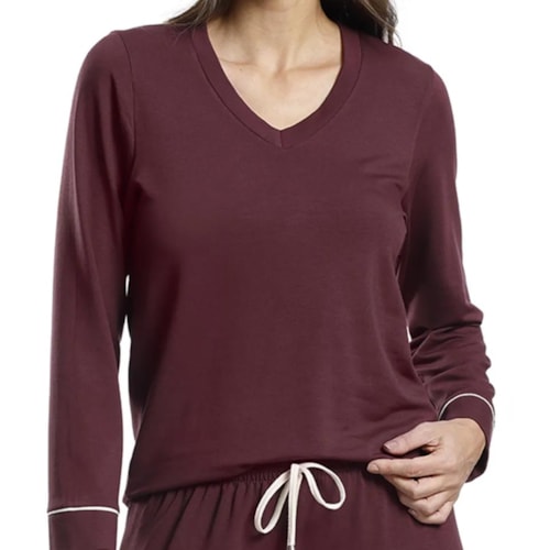 Detalhe - Pijama Paulienne Feminino Fechado Inverno 632.76 Cereja