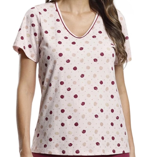 Detalhe - Pijama Paulienne Feminino Verão Capri 103.76 Rosa
