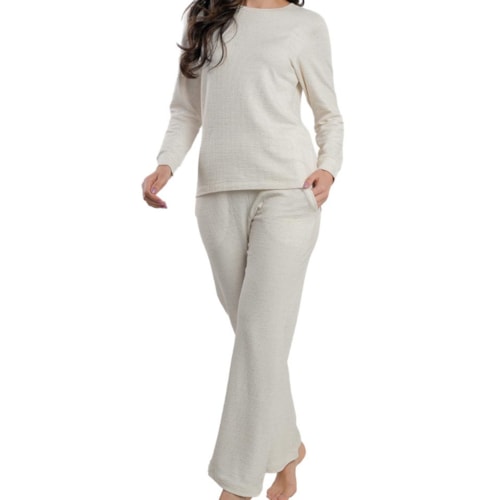 Pijama Podiun Feminino Fechado Inverno 265105 Natural