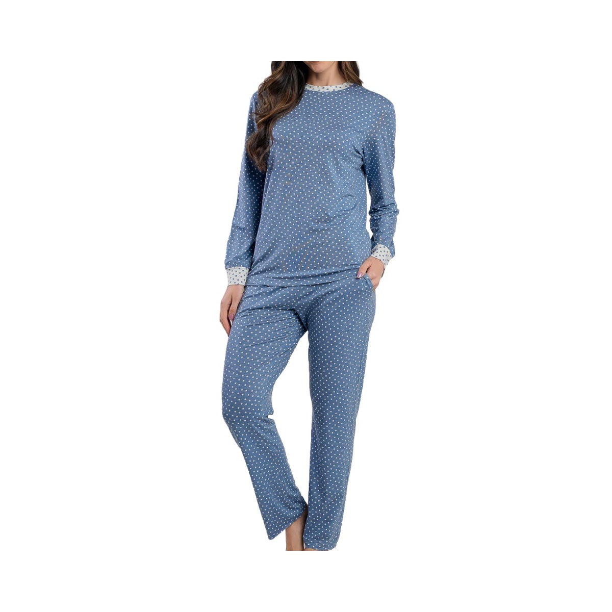 Pijama Podiun Feminino Fechado Inverno 265135 Poa Azul